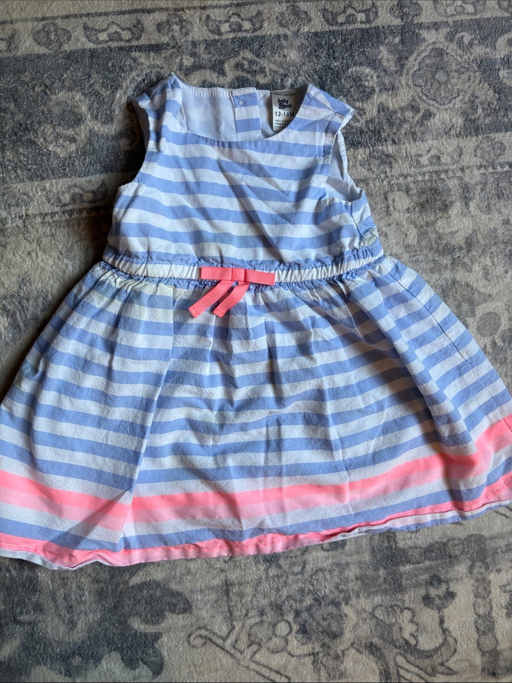 Blue & Pink Striped Sleeveless Dress